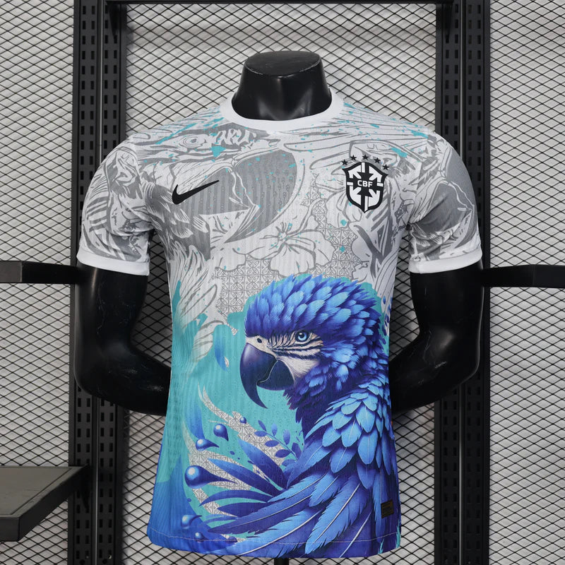Maillot Joueur Brésil concept tropical Bleu